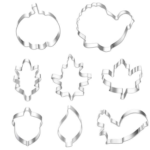 ACDANC 2026 New 8Pcs Large Fall Thanksgiving Cookie Cutters Set - Holiday Cookie Cutter Shapes for Baking-Squirrel,Maple Leaf,Oak Leaf,Acorn,Fall Stainless Steel Molds for Holiday Party Decorations
