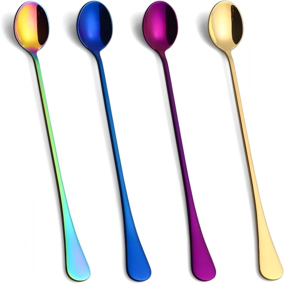 ACDANC 2026 New 9.5-Inch Long Spoons for Ice Tea,Ice Cream,Coffee-Stainless Steel Stirring Spoons,Set of 4 for Coffee Tea Smoothies Desserts Cocktails