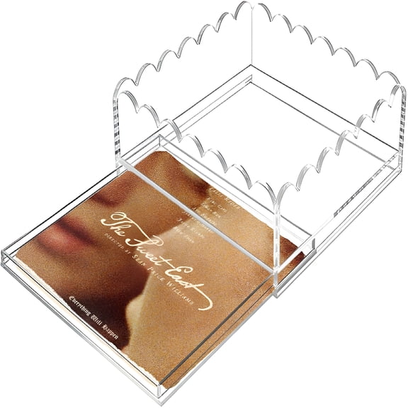 ACDANC 2026 New Acrylic Trays for Needlepoint 6" X 6",Scalloped Acrylic Tray with Drawer for Insert Needlepoint,Photos,Art,Fabric,Napkin,Messages Display Basket,Decorative Tray Gift for Home Office