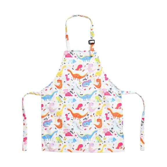 ACDANC 2026 New Apron Adjustable Neck Strap Kids Apron Simple & Convenient Kitchen Apron Canvas with White Background Dinosaur Pattern for Cooking Baking Painting Crafting School
