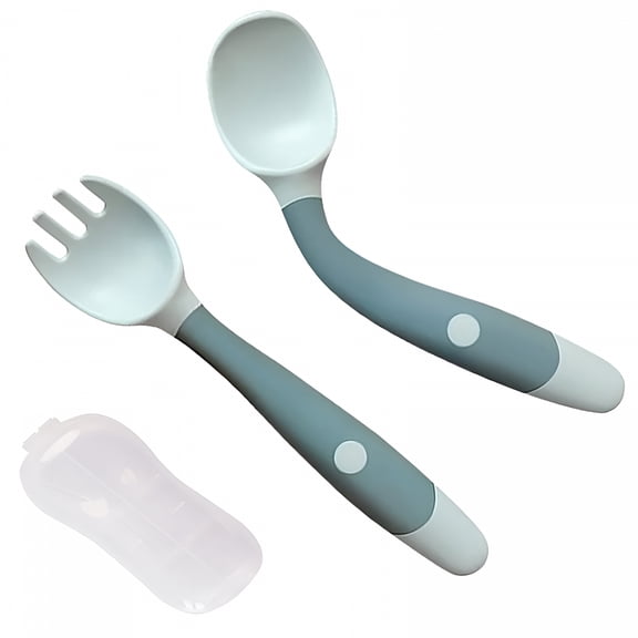 ACDANC 2026 New Baby Utensils Spoons Forks 2 Sets,Cute Toddlers Feeding Training Spoon&Fork Tableware Set Easy Grip Heat-Resistant Bendable Bpa Free Great Self-Feeding Learning Spoons Forks for Kids