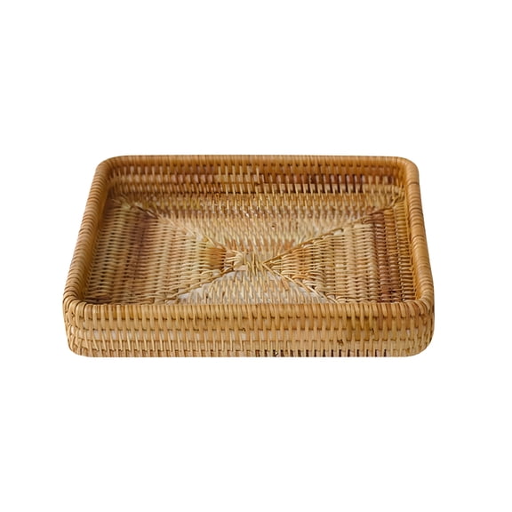 ACDANC 2026 New Bamboo Rattan Woven Storage Basket,Square Fruit Bread Tray,Wicker Woven Basket for Home Decor,Multifunctional Storage Basket for Organizing Tabletop Bathroom Kitchen