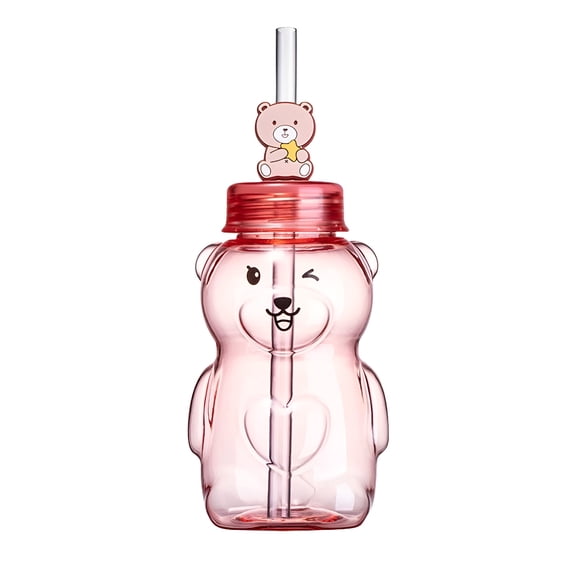 ACDANC 2026 New Bear Straw Cup with Secure Lid,Spill-Resistant Drinking Cup with Cute Animal Design,Dishwasher Safe and Durable for Active Use for Kids,Travel,School,Picnics,Bear Cup with Lid
