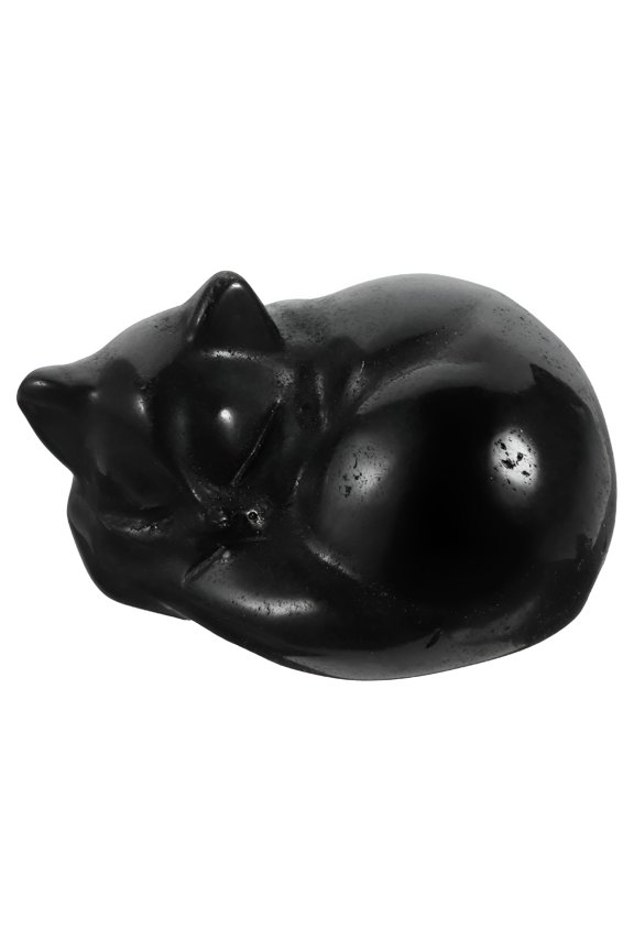 2026 New Black Cat Crystals Decor Polished Sleeping Cat Figurine Carved Crystal Stone Ornament for Desk, Shelf, Mantel, Bedside