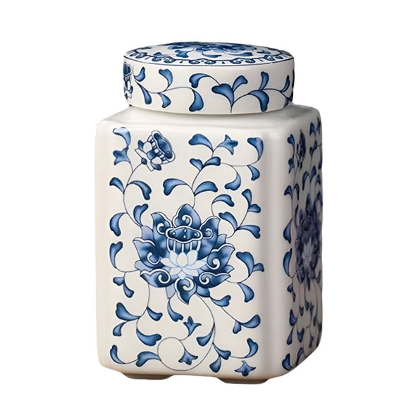 ACDANC 2026 New Blue and White Ginger Jars,Traditional Chinese Blue and White Porcelain Ceramic Ginger Jar with Lid Kitchen Decoration for Storing Cookies Tea Coffee Beans Or Kitchen Seasoning