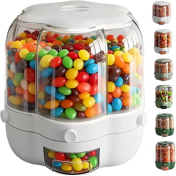 ACDANC 2026 New Candy Dispenser 360Rotating with 6 Compartments,Multi Spinning Candy Dispenser Carousel,Sealed Storage Container One-Button Dispensing for Snacks,Candies,Coffee Beans,Grain