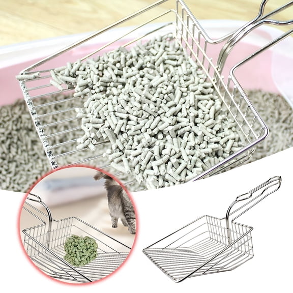 ACDANC 2026 New Cat Litter Scoop Kitty Shovel with Hook & Hole Metal Sifter Scooper Stainless Steel for Easy Cleaning Durable & Heavy Duty with Long Handle