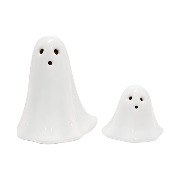 ACDANC 2026 New Ceramic Ghost Decor Light,2Pcs Cute Spooky Halloween Decor Indoor,Ceramic White Ghost Figurines Ghost Statue for Home for Table,Shelf,Desk,Living Room Decor