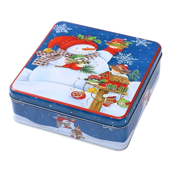 ACDANC 2026 New Christmas Cookie Tin Set of 4 - 6.8 Inch Vintage Metal Storage Boxes for Holiday Candy Exchange Parties & Teacher Gifts Cookie Tins