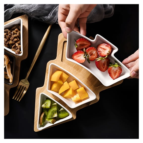 ACDANC 2026 New Christmas Tree Ceramic Snack Platter with Removable White Dish Tray for Holiday Parties,Home Entertaining,Christmas Gatherings,Buffets