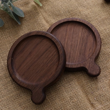 ACDANC 2026 New Coasters Wooden Round Grooves Coasters with Handle Natural Walnut Handmade Wood Drink Coaster for Any Table Protection for Coffee Tea Juice 3.4"