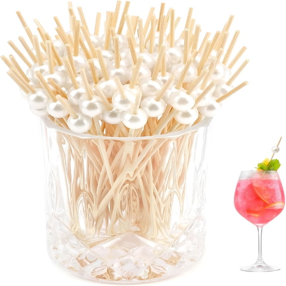 ACDANC 2026 New Cocktail Picks Flavored Toothpicks 100Pcs White Pearl Fancy Toothpicks for Appetizers 4.7In Cocktail Toothpicks Wood Bamboo Toothpicks Cocktail Picks for Drink Long Toothpick Skewers