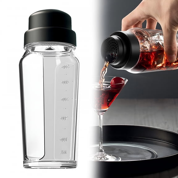 ACDANC 2026 New Cocktail Shaker,Martini Shaker,Glass Cocktail Shaker,Square Glass Milk Bottle with A Silicone Dispenser Cap,Glass Cocktail Shaker 560Ml Cocktail Mixing Glass