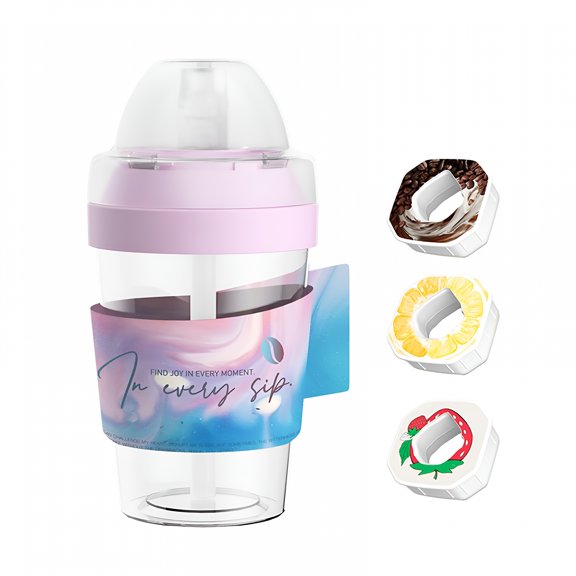 ACDANC 2026 New Coffee Flavored Circle Water Bottle Coffee Cup 13.5 Oz Air Water Bottle with 1/3/5 Pcs Coffee Flavor Pods Sports Plastic Water Bottles for Drinking