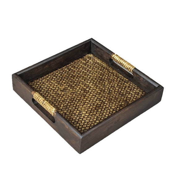 ACDANC 2026 New Coffee Table Tray Thai Rattan Craftsmanship Serving Dishes Southeast Asian Wooden Design Tea Tray for Living Room Tea Decor Model10