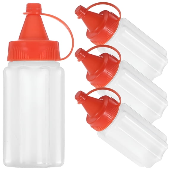 ACDANC 2026 New Condiment Bottles 4Pcs Squeeze Bottle Small Bottle Sauce Bottles Condiment Reusable Squeeze Bottles for Kitchen,Bbq,Restaurant,Home,3.15"X1.18"X1.18"