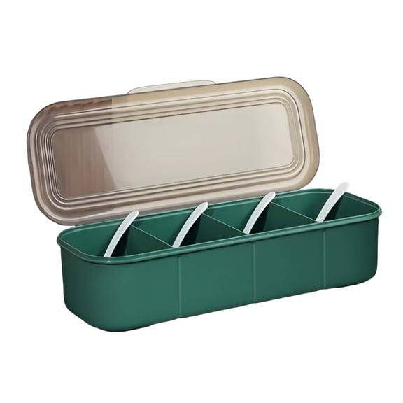 ACDANC 2026 New Condiment Server with Ice Tray Cold Serving Tray for Bar Fruit Salad Taco Multipurpose Chilled Condiment Caddy with Compartments and Separate Lids,Green 4Grid