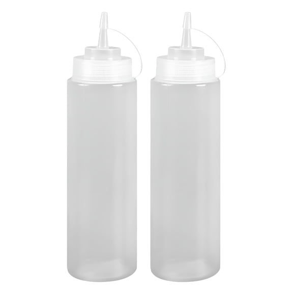 ACDANC 2026 New Condiment Squeeze Bottles,Ketchup Dispenser,2Pcs 24 Oz Plastic Sauce Squirt Bottle with Cap Lids,Pancake Squirt Bottles for Sauces Liquids Mustard Bbq Dressing Art,White,2.63X10.43"