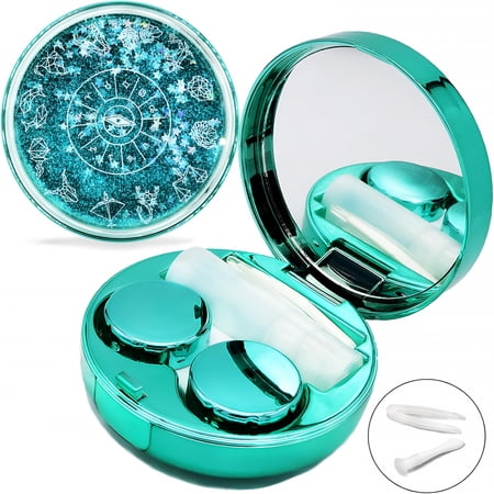ACDANC 2026 New Contact Lens Case, Cute Travel Size Eye Colored Contacts Lenses Applicator Remover Tool Kit with Mirror Solution Bottle for Daily Outdoor (Green)