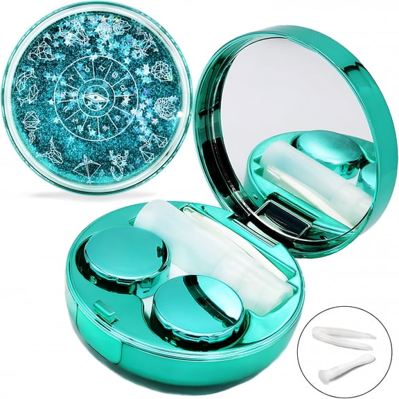 ACDANC 2026 New Contact Lens Case, Cute Travel Size Eye Colored Contacts Lenses Applicator Remover Tool Kit with Mirror Solution Bottle for Daily Outdoor (Green)