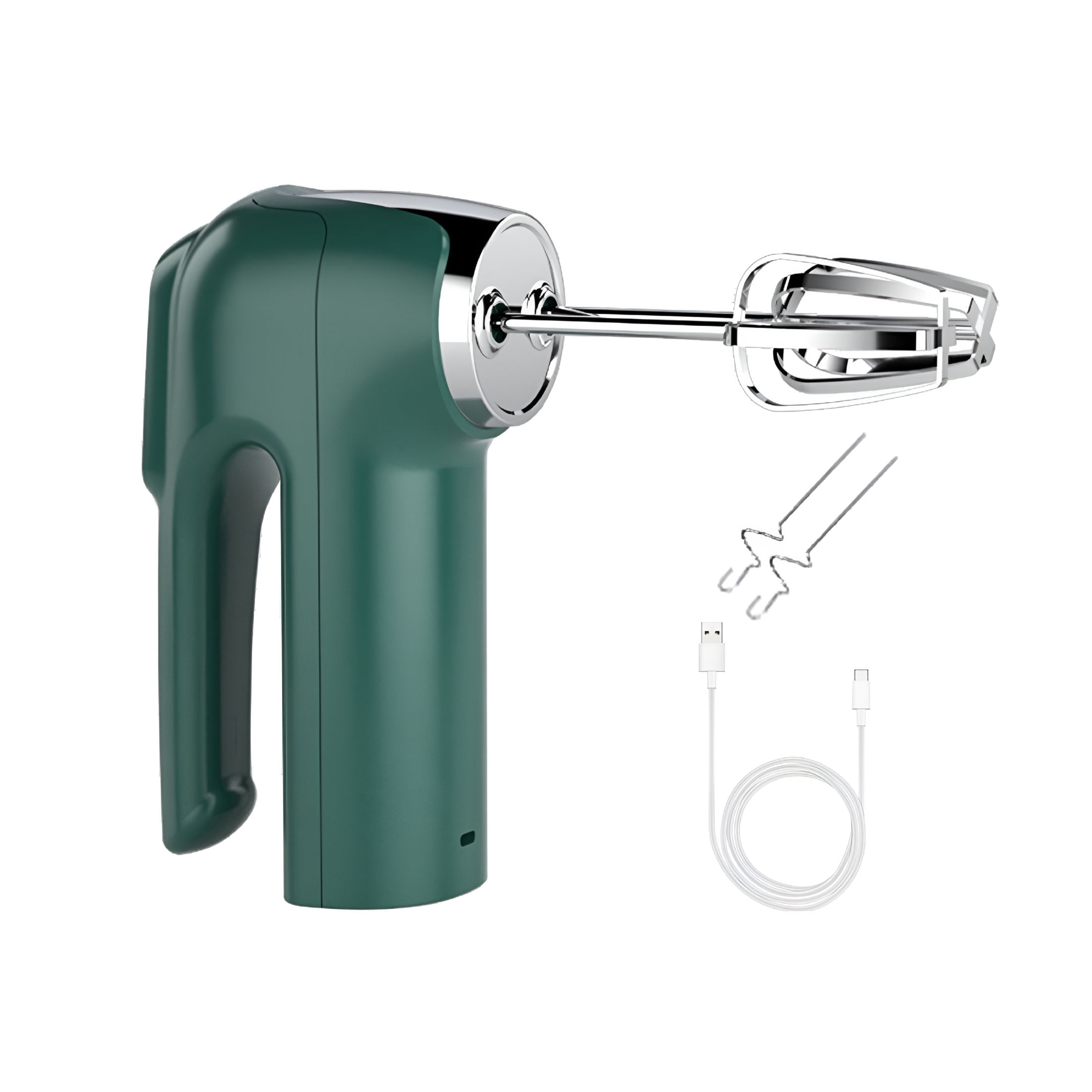 ACDANC 2026 New Cordless Electric Whisk 3 Speeds Usb Rechargeable Stainless Steel Egg Beater Handheld Mixer Blender Milk Frother Kitchen Baking Supplies -Green