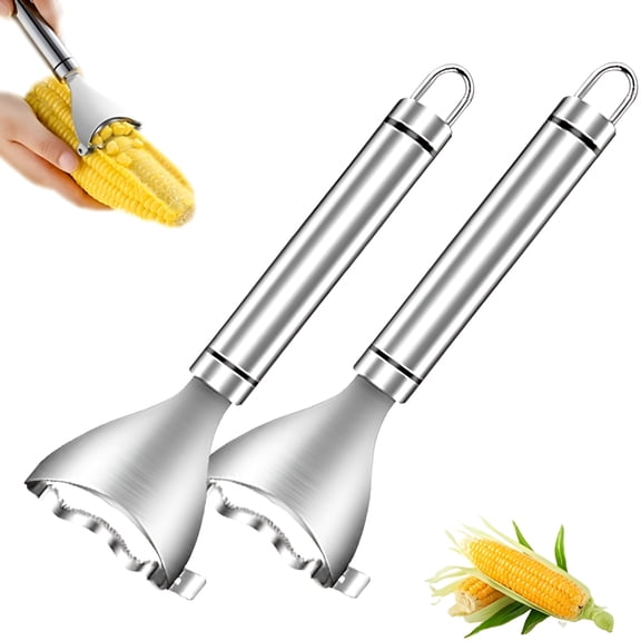 ACDANC 2026 New Corn Shucker,Stainless Corn Peeler,Effortless Corn Stripper,Cob Cutter Kernels,Practical Kitchen Gadget,Durable Corn Peeler Tool (2,Sliver) for Kitchen, Bbq, Picnic, Home, Camping