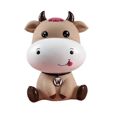 ACDANC 2026 New Cow Piggy Bank for Boys and Girls,Piggy Bank for Adults and Kids,Brown and Blue Piggy Bank,Adult Piggy Bank Coffee Open Eye Design for Home,Desk,Office,Gift,Kids Room