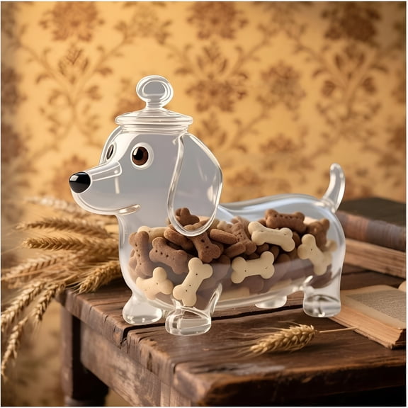 ACDANC 2026 New Dachshund Snack Jar,Airtight Treat Containers with Lids,Adorable Glass Food Jars,Handmade Dog Shape Glass Storage Can,Novelty Cute Cookie Jars,For Kitchen&Countertop Decor Pet Lovers