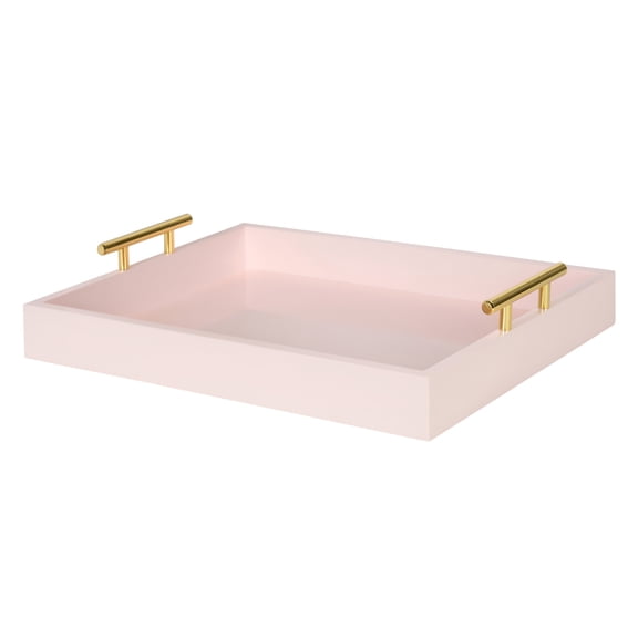 ACDANC 2026 New Decorative Modern Tray,16.5 X 12.25,Pink,Table Trays Decorative Glossy Pink Serving Tray with Polished Gold Handles for Hosting,Home Decor,And Storage