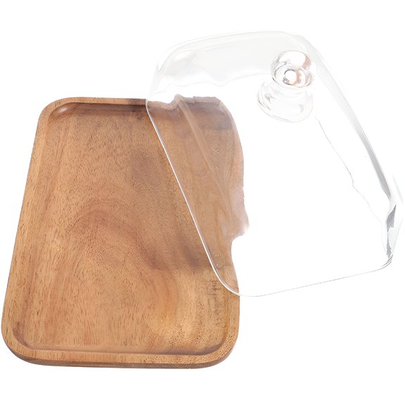 ACDANC 2026 New Desserts Plates Pastry Transparent Glass Display Cake Stand for Cake, Pastry, Desserts, Butter, Western Wooden with Cover Butter Dish Lid Domes for Western Wooden