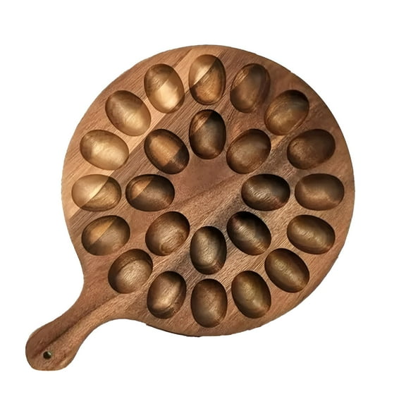 ACDANC 2026 New Deviled Egg Platter, Wooden Deviled Egg Tray 24 Holes Round Egg Holder for Parties, Family Gatherings, Kitchen, Dining Table