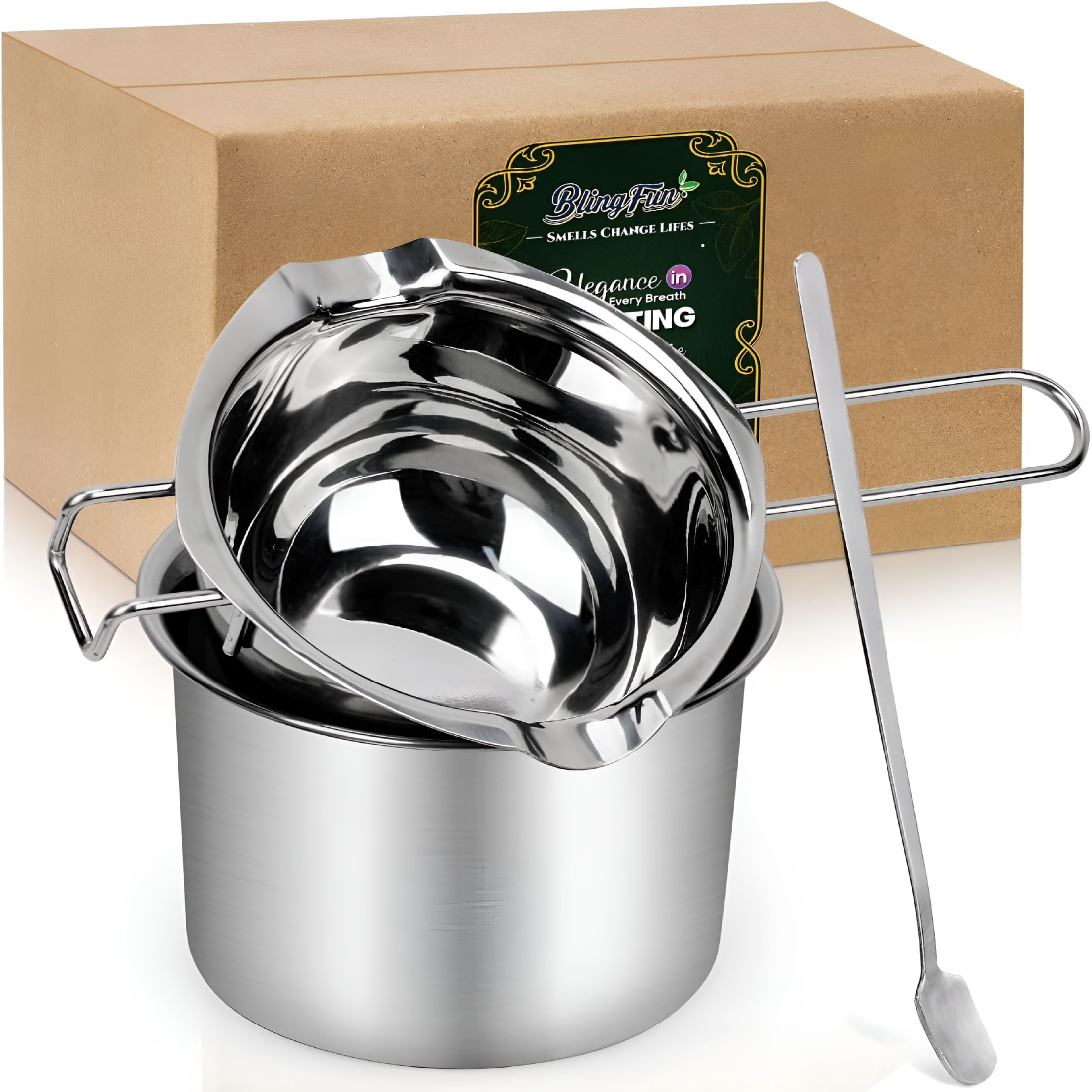 ACDANC 2026 New Double Boiler Melting Pot Set for Candle Making,3-Piece Stainless Steel Wax Melter with Pouring Pot,Ideal for Soy Wax,Beeswax,Candle Making Supplies
