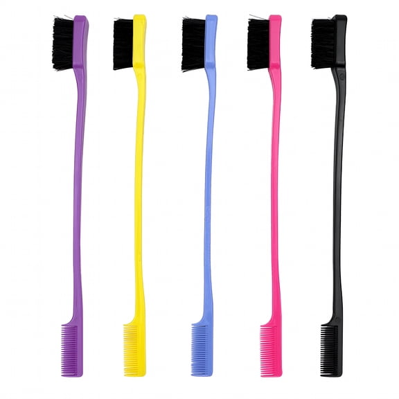 ACDANC 2026 New Dual Edge Brush and Comb, 2-In-1 Edge Control and Hair Brush, Hairline Brush, 5 Pack for Hairline,Edges,Styling,Travel,Salon Use