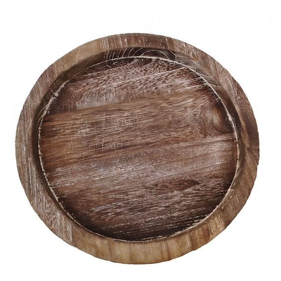 ACDANC 2026 New Durable Solid Wood Round Serving Tray,Elegant Natural Wooden Platter for Breakfast,Snacks,Tea,Or Home Decor,Perfect for Dining Table,Round Wooden Trays for Decor Parties and Gifting,L