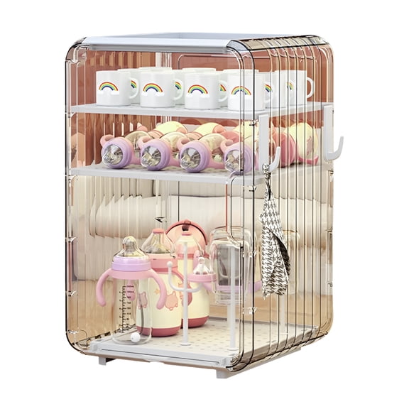 ACDANC 2026 New Dustproof Bottle Storage Rack-Stackable Clear Cup Organizer Box for Cabinet Desktop,Space-Saving Baby Bottle Drying Rack with Cover