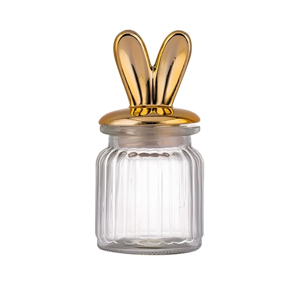 ACDANC 2026 New Easter Glass Jars Food Sealing Jars with Alloy Bunny Ear Lid Rabbit Shape Clear Candy Jar for Chocolate Prep Containers Reusable Organizers&Storage for Kitchen Glass Storage Can Food