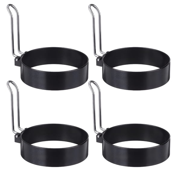 ACDANC 2026 New Egg Mold Ring Large Nonstick Egg Rings,Round Crumpet Ring Mold Shaper for English Muffins Pancake Cooking Griddle Portable Grill Accessories for Camping Sandwich Burger,Black 4 Pcs