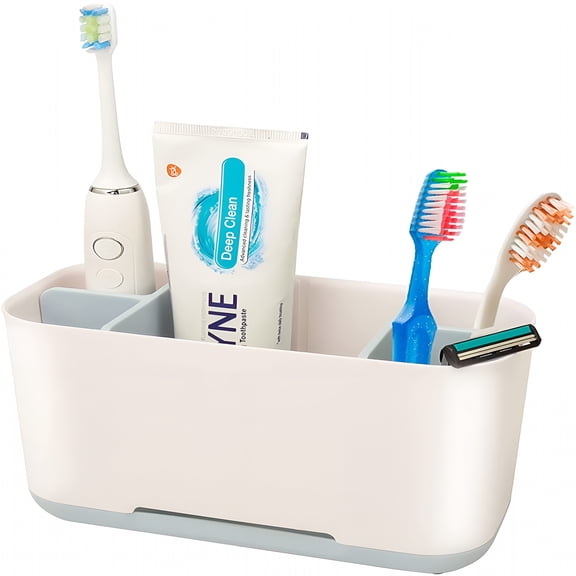 ACDANC 2026 New Electric Toothbrush Holder for Bathroom,Toothbrush,And Toothpaste Organizer Detachable for Easy Cleaning Toothbrush Caddy with 2 Adjustable Dividers&Anti-Slip Base for Family(Blue)