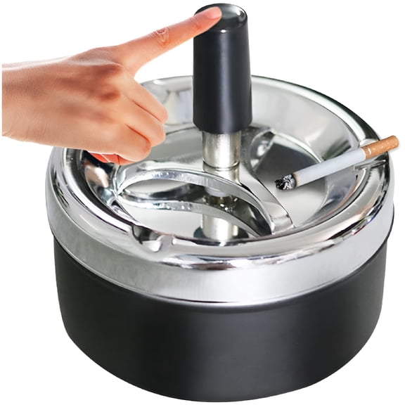 ACDANC 2026 New Elegant Stainless Steel Ashtray,Windproof Outdoor Ashtrays for Patio Decor,Cigarette Ashtray with Rotating Design and Ample Space for Butts,Compact Design for Indoor Or Outdoor