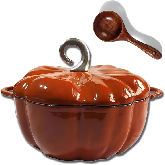 ACDANC 2026 New Enameled Cast Iron Pumpkin Dutch Oven 4-Quart Non-Stick Fall-Themed Pot with Lid,Safe for All Stovetops,Oven Safe,Thanksgiving Cooking & Decor Dutch Oven for Bread Baking