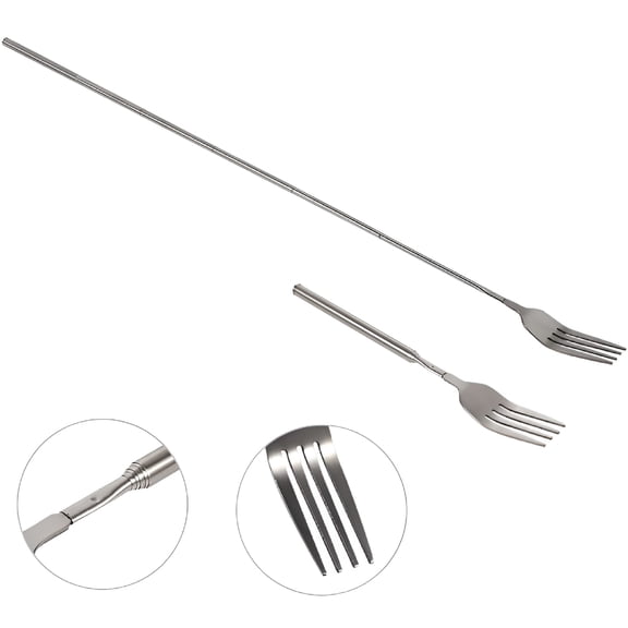 ACDANC 2026 New Extendable Fork Stainless Steel Telescopic Fork Adjustable Extending Fork 8.7 to 25.6 Inch Extended Fork Retractable Fork Long Handle Dinner Fork for Bbq Fruit Dessert