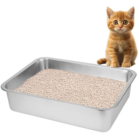 ACDANC 2026 New Extra Large Stainless Steel Cat & Small Animal Litter Box, Non-Stick, Rustproof, Odor-Resistant with Safe & Comfortable Design, Perfect for Multiple Kittens Or Large Cats