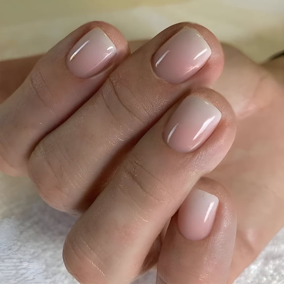 ACDANC 2026 New Extra Short Press on Nails French Gradient Fake Nails Small Acrylic Nails Petite False Nails with Nude Designs Best Press on Nails Gloss Artificial Nails for Women Girls Manicure