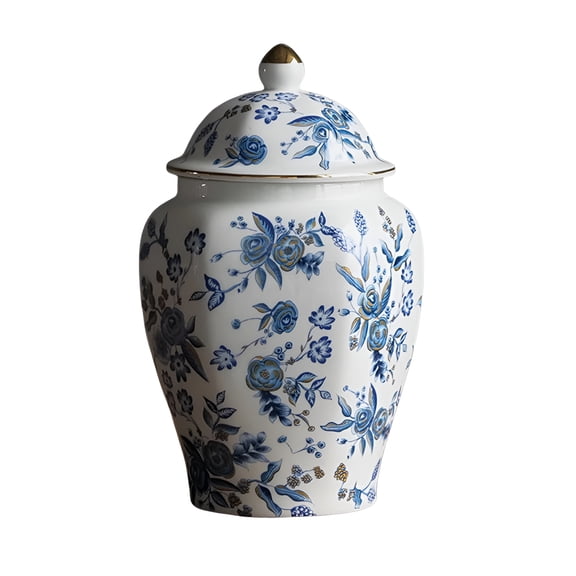 ACDANC 2026 New Flower Vase Ginger Jar with Lid Storage Canister Dried Flower Vase Blue and White Porcelain Jar Classical Organizer 850Ml Tea Jar Temple Jar Decorative Ceramic Bud Vase for Home Decor