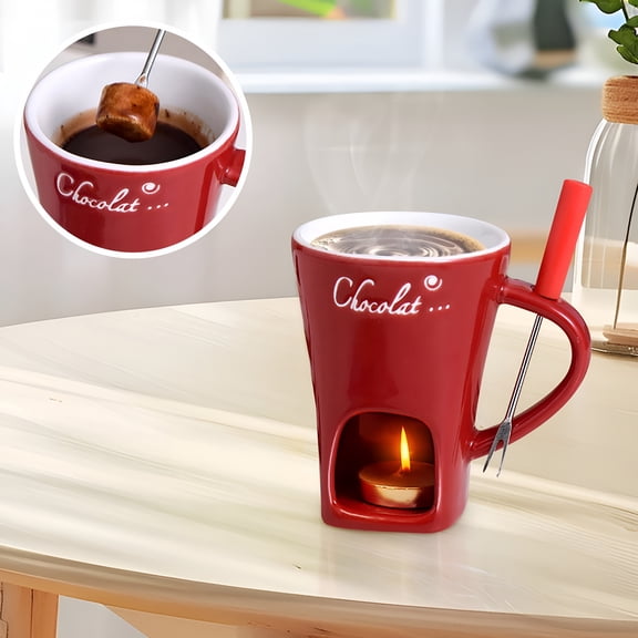 ACDANC 2026 New Fondue Pot Set for Chocolate,Cheese,Candy Mini Ceramic Fondue Mugs Gift Set with Forks - Great for Date Night,Birthday&Wedding Gifts