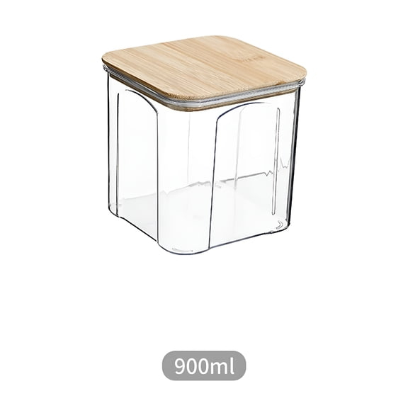 ACDANC 2026 New Food Storage Containers with Airtight Bamboo Lids,Clear Glass Food Jar with Sealing Lid Kitchen Storage Container for Spaghetti Pasta Sugar Flour Cereal Beans,Square