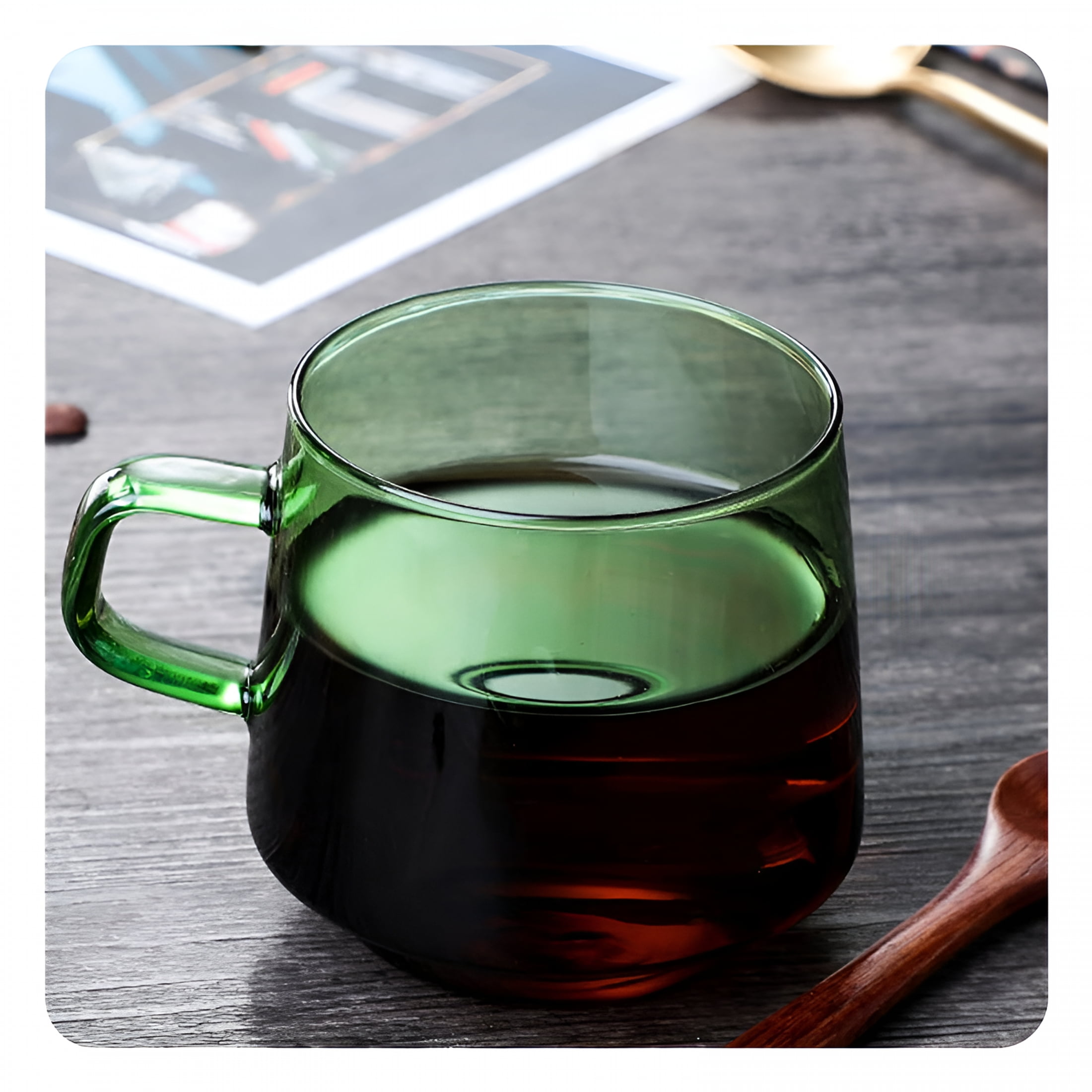 ACDANC 2026 New Glass Coffee Mugs Set of 2-10 Oz Glass Stackable Coffee Cups with Handle - Colored Tea Cups Drinking Glasses for Espresso,Latte,Tea,Milk,Color Fresh and Thick Glass Coffee Cup