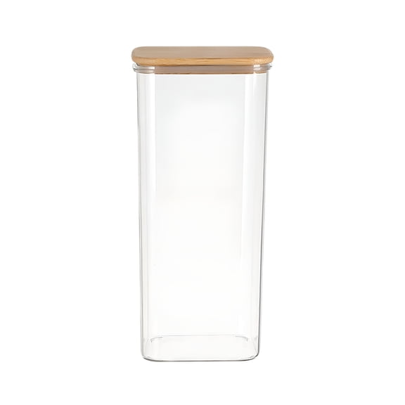 ACDANC 2026 New Glass Food Storage Container,Large Square Flour and Sugar Container with Sealed Lid,Gallon Glass Jar with Bamboo Lid for Rice,Pasta,Cookies,Coffee Beans