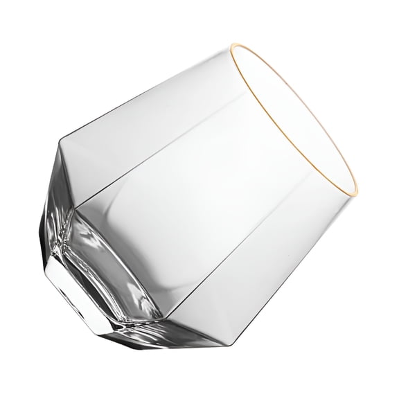 ACDANC 2026 New Glass Hexagon Cup Tumblers Gold Rimmed Wine Glasses Cocktails Transparent Whiskey Dessert Cups for Home, Bar, Party, Restaurant, Cafe Drinking