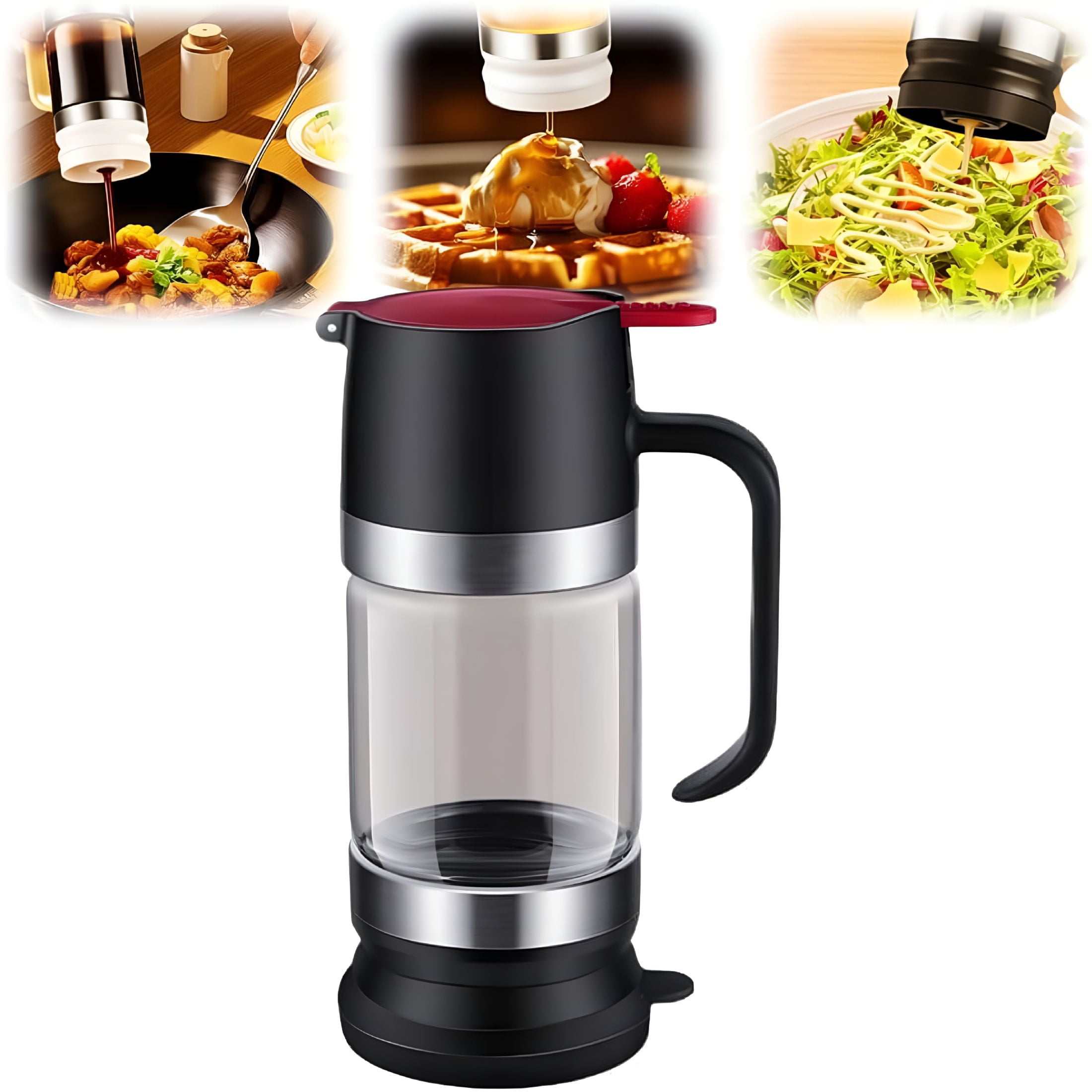 ACDANC 2026 New Glass Honey Dispenser,Upgraded Honey Dispenser No Drip Glass,Maple Syrup Dispenser,9 Oz Honey Jar with Handle,Syrup Dispenser for Coffee,Tea (Black)